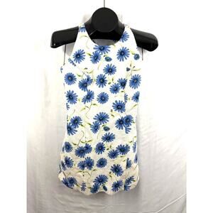 VTG Blue Daisy Floral Halter Dress Sleeveless‎ XS Y2K 1990s Accomplice Mini